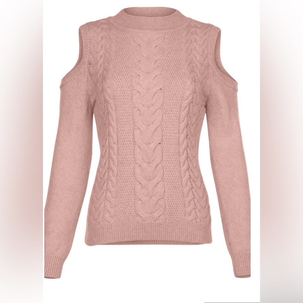 VENUS Blush Off-the-Shoulder Cable Knit Sweater - Brand New/ Never Worn